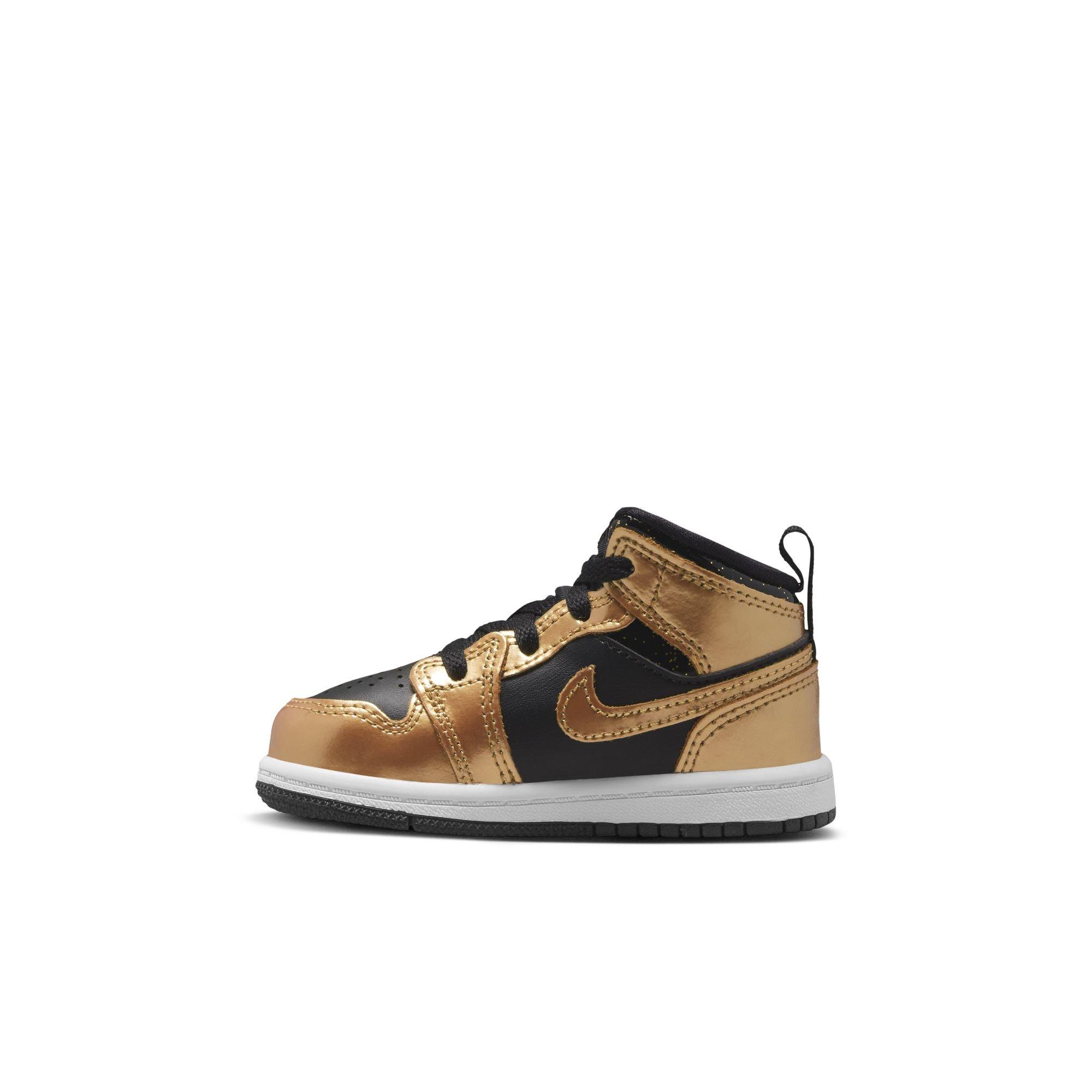 Jordan 1 Mid Toddler Boys' "Black/Metallic Gold/White" Shoe